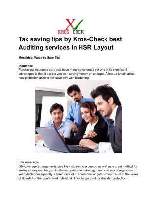Tax saving tips by Kros-Check best Auditing services in HSR Layout