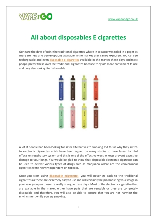 All about disposables E cigarettes