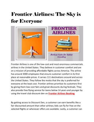Frontier Airlines  The Sky is for Everyone