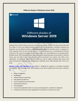 Different Shades of Windows Server 2019