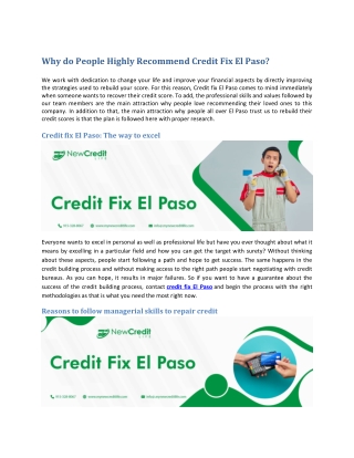 Why do People Highly Recommend Credit Fix El Paso-converted