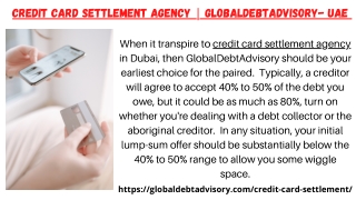 Credit Card Settlement Agency | GlobalDebtAdvisory- UAE