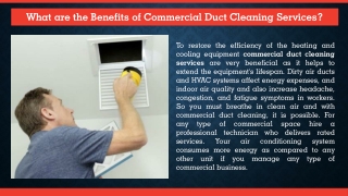What are the Benefits of Commercial Duct Cleaning Services