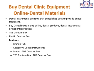 Buy Dental Clinic Equipment Online- Dental Materials Online