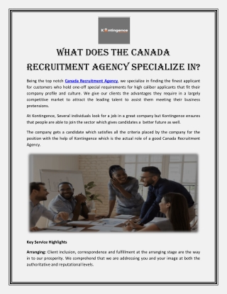 What does the Canada Recruitment Agency specialize in