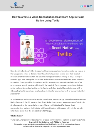 Craft React Native Video Calling Healthcare App in Twilio