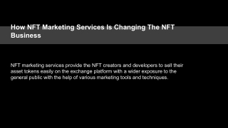 How NFT Marketing Services Is Changing The NFT                    Business