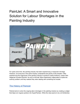 PaintJet A Smart and Innovative Solution for Labour Shortages in the Painting Industry