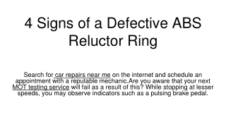 4 Signs of a Defective ABS Reluctor Ring
