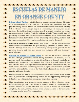 Escuelas De Manejo En Orange County
