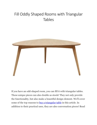 Fill Oddly Shaped Rooms with Triangular Tables