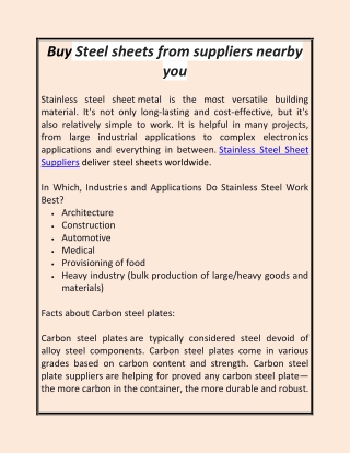 Buy Steel sheets from suppliers nearby you
