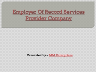 Employer of record service providers company