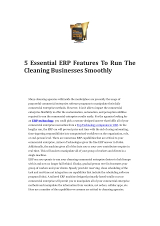 5 Essential ERP Features To Run The Cleaning Businesses Smoothly