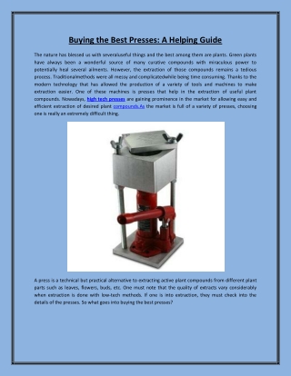 Buying the Best Presses A Helping Guide