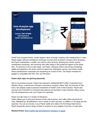 How much does it cost to develop an app like paytm