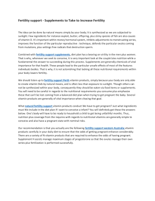Fertility support - Supplements to Take to Increase Fertility