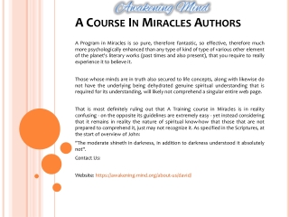 A Course In Miracles Authors