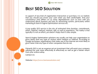 Best SEO Solution