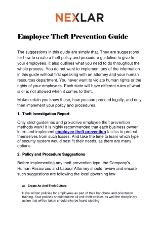 Employee Theft prevention guide for an Organization Security