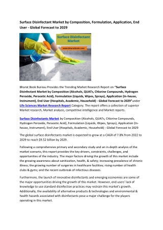 Global Surface Disinfectant Market Research Report 2022-2029