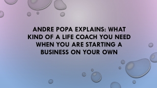 Andre Popa Explains What Kind of a Life Coach You Need When You Are Starting a Business On Your Own