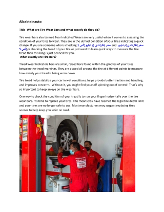 What are Tire Wear Bars and what exactly do they do?