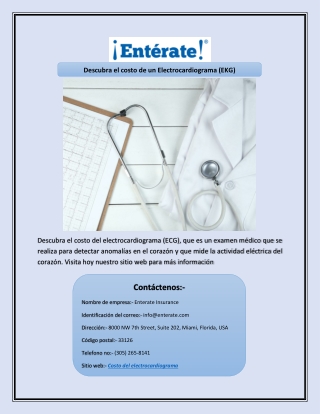 Descubra el costo de un Electrocardiograma (EKG)