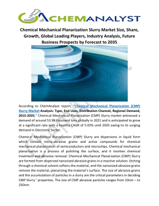 Chemical Mechanical Planarization Slurry Market