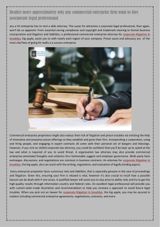 Realize More Approximately Why Any Commercial Enterprise Firm Want To Hire Acorporate Legal Professional