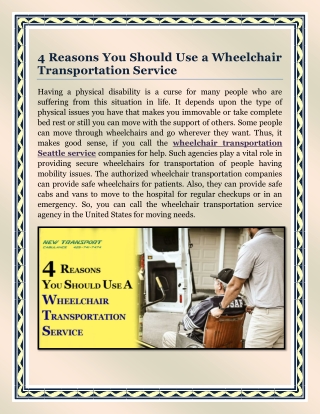 4 Reasons You Should Use a Wheelchair Transportation Service