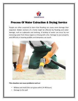 Process Of Water Extraction & Drying Service