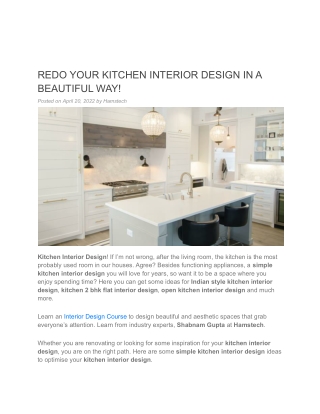 REDO YOUR KITCHEN INTERIOR DESIGN IN A BEAUTIFUL WAY