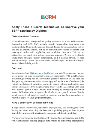 Apply These 7 Secret Techniques To Improve your SERP ranking by Digiorm