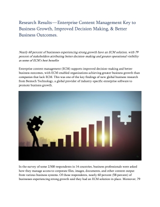 Research Results — Enterprise Content Management Key to Business Growth, Improved Decision Making, & Better Business Out