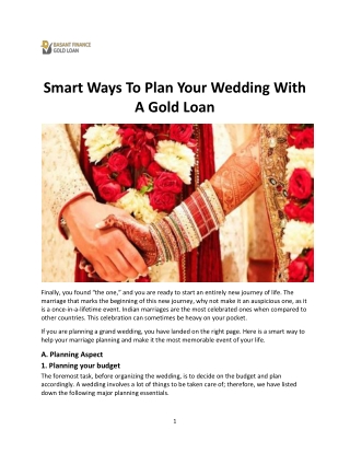 Smart Ways To Plan Your Wedding With A Gold Loan-converted