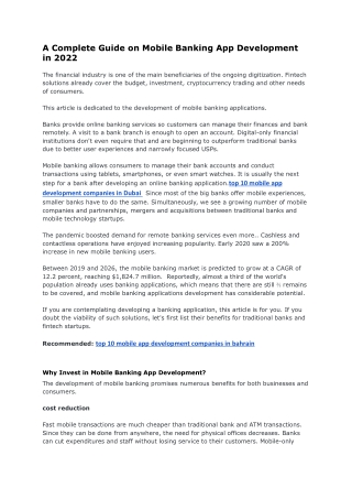 A Complete Guide on Mobile Banking App Development in 2022 - Google Docs