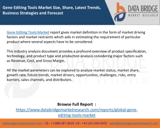 Gene Editing Tools Market Size, Share, Latest Trends, Business Strategies and Forecast