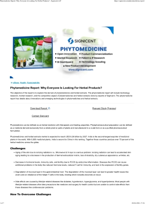 Phytomedicine Report: Why Everyone Is Looking For Herbal Products? - Signicent LLP