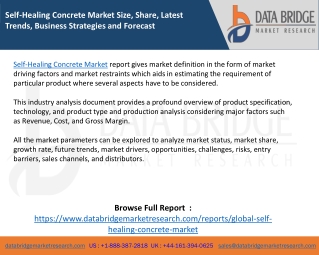 Self-Healing Concrete Market Size, Share, Latest Trends, Business Strategies and Forecast