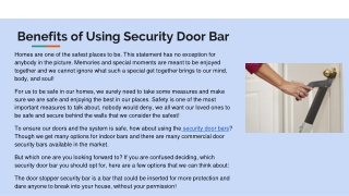 Benefits of Using Security Door Bar