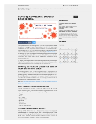 COVID-19 XE variant-Booster dose in India