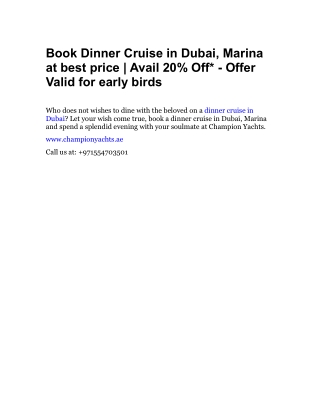 Book Dinner Cruise in Dubai