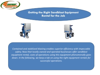 Getting the Right Sandblast Equipment Rental for the Job