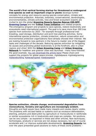 Global Greening Deserts Trillion Trees Initiative Climate Emergency_ Peace Building and Species Rescue Spring Update