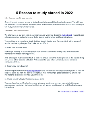 5 Reason to study abroad in 2022