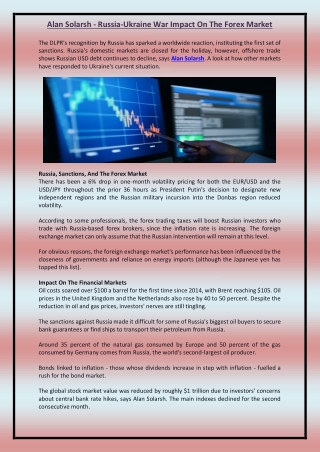Alan Solarsh - Russia-Ukraine War Impact On The Forex Market