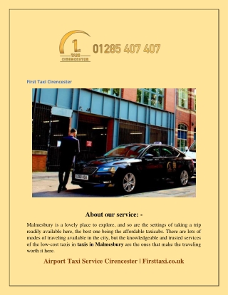 Airport Taxi Service Cirencester  Firsttaxi.co.uk