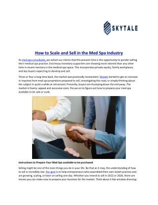 How to Scale and Sell in the Med Spa Industry | Skytale Group