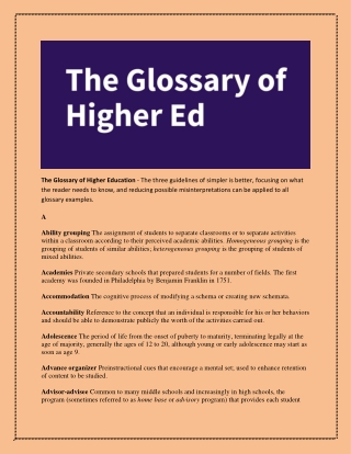 The Glossary of Higher Education